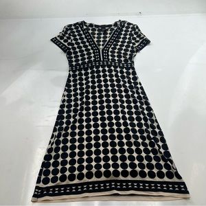 Custco Barcelona we white black dot midi dress skinny 2 L45-22